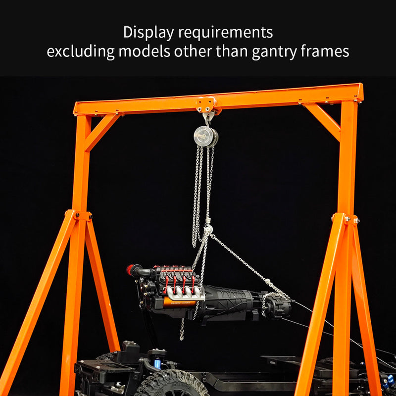 Stainless Steel Gantry Cranes with Chain Hoist Set for 1/12 and 1/14 Scale Car Model - stirlingkit