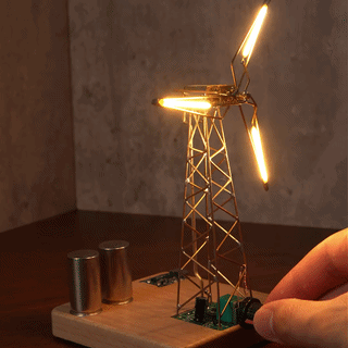 Build Your Own Windmill Desk Lamp DIY Kits Circuit Sculpture Model - stirlingkit