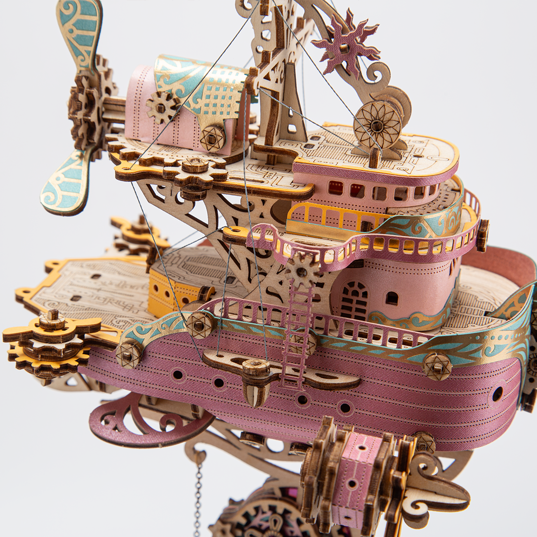 Steampunk Airship DIY 3D Wooden Flyship Model Kits Gift for Her - stirlingkit