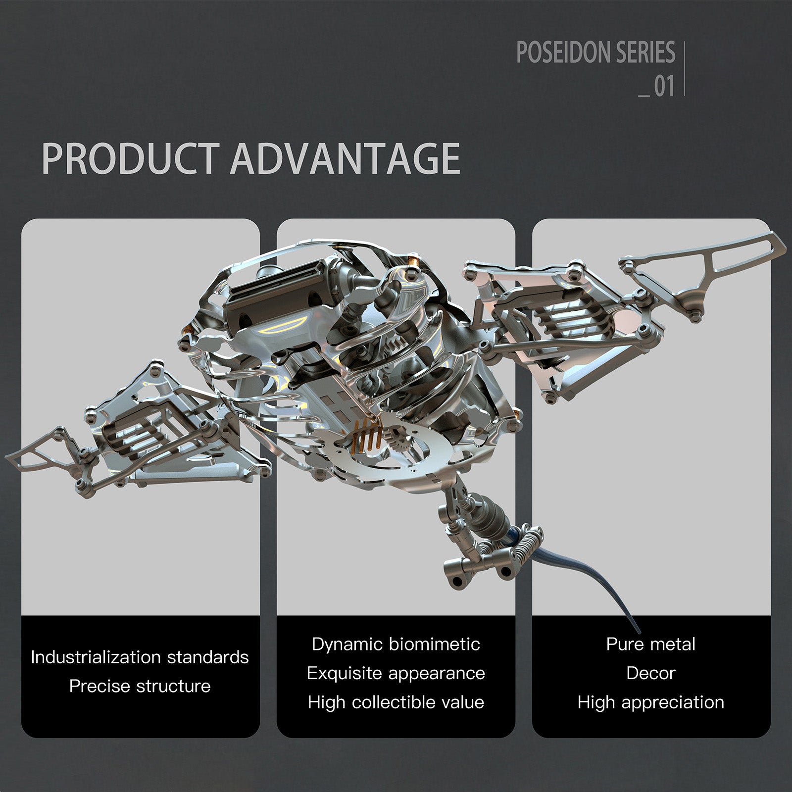Steampunk Mobula Manta Ray Mechanical 3D Metal Model Building Kits 200+PCS - stirlingkit