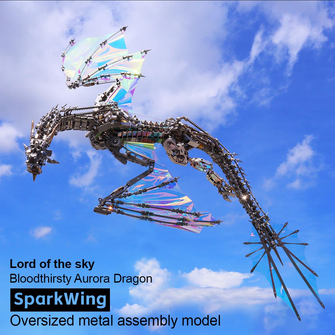Super Large 3D Metal Aurora Dragon Difficult Puzzle Model Building kits for Adults - stirlingkit
