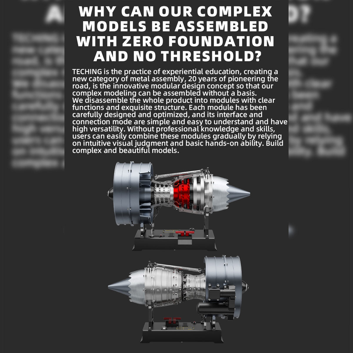 TECHING 1/12 Scale Dual Spool Cutaway Turbofan Engine Model Kits Build your Own Jet Engine Kit That Runs 300+pcs DM121 - stirlingkit