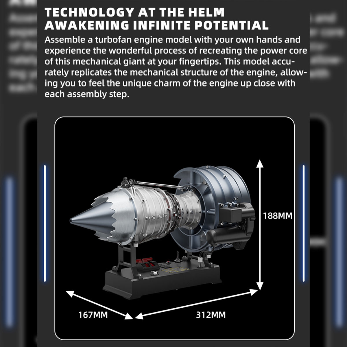TECHING 1/12 Scale Dual Spool Cutaway Turbofan Engine Model Kits Build your Own Jet Engine Kit That Runs 300+pcs DM121 - stirlingkit