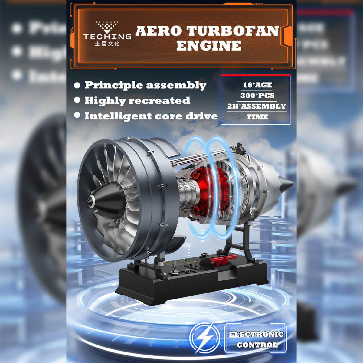 TECHING 1/12 Scale Dual Spool Cutaway Turbofan Engine Model Kits Build your Own Jet Engine Kit That Runs 300+pcs DM121 - stirlingkit