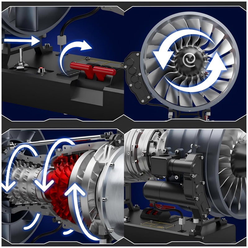 TECHING 1/12 Scale Dual Spool Cutaway Turbofan Engine Model Kits Build ...