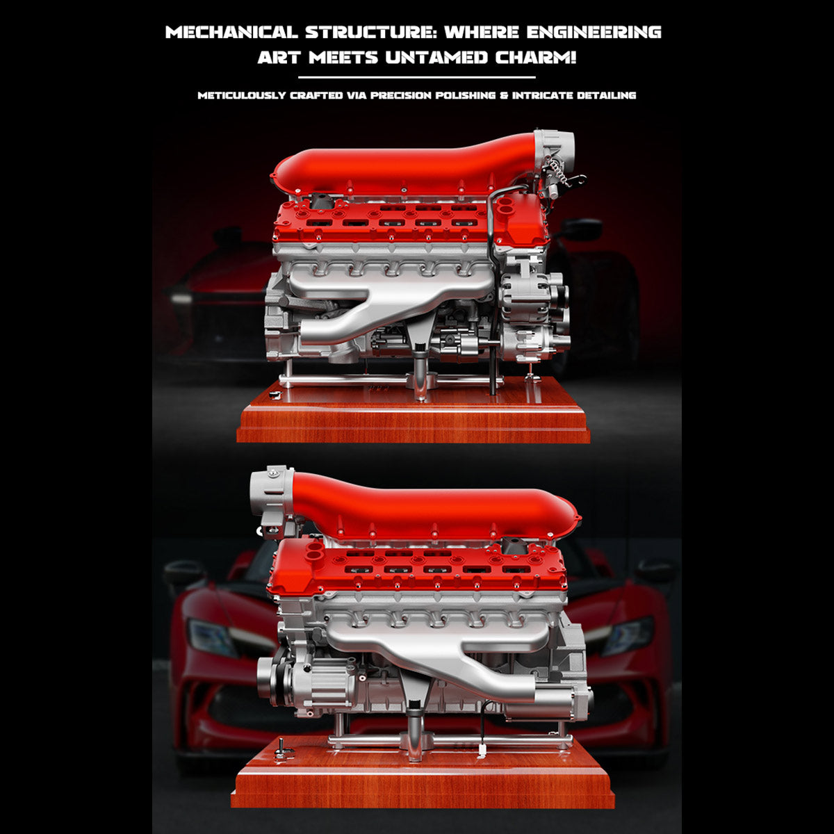 TECHING DM108 Metal V12 Engine Model Kits Build Your Own V12 Supercar Engine That Really Runs 800+PCS - stirlingkit