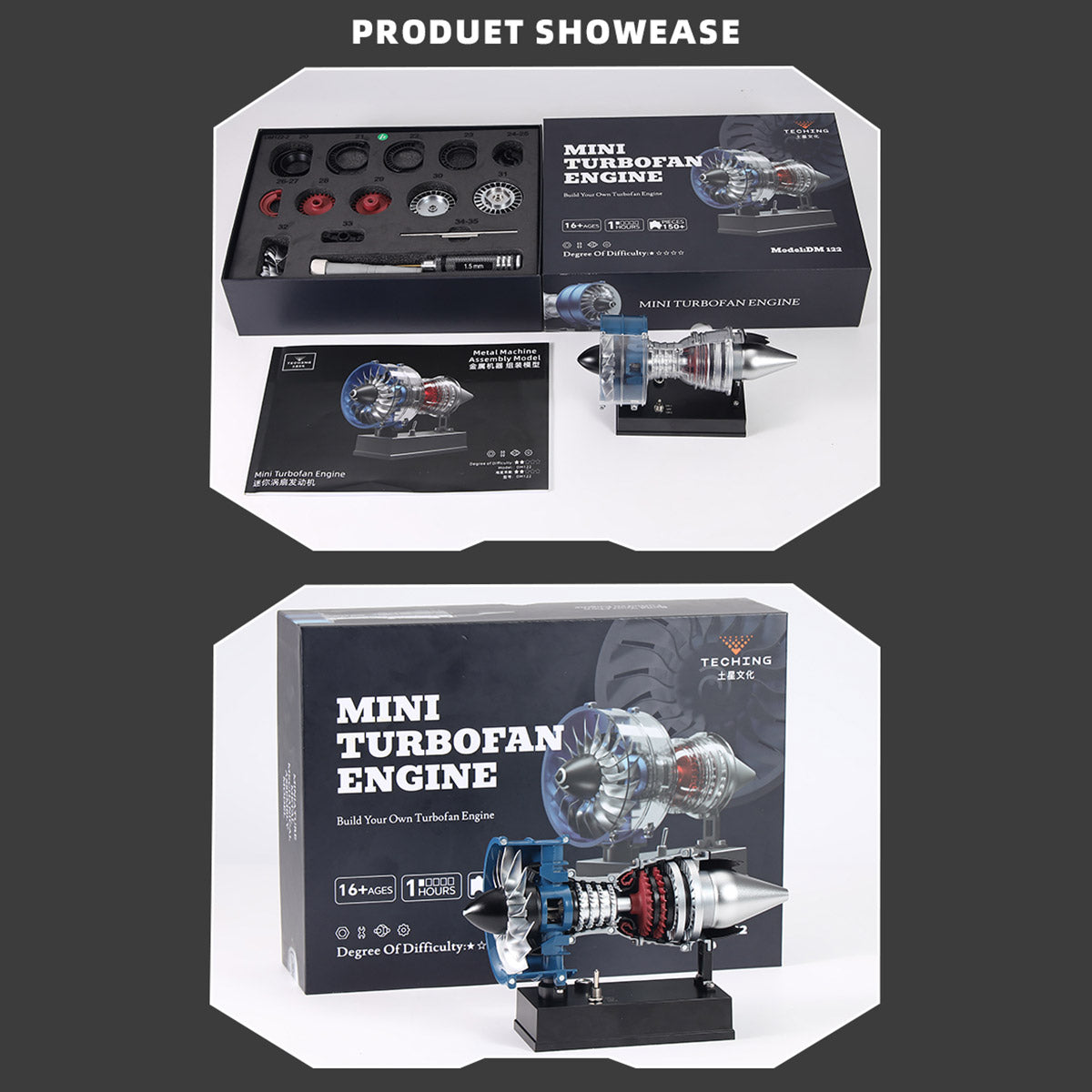 TECHING DM122 Build Your Own Mini Cutaway Turbofan Engine Model Kit – Functional STEM Gift for Future Engineers - stirlingkit