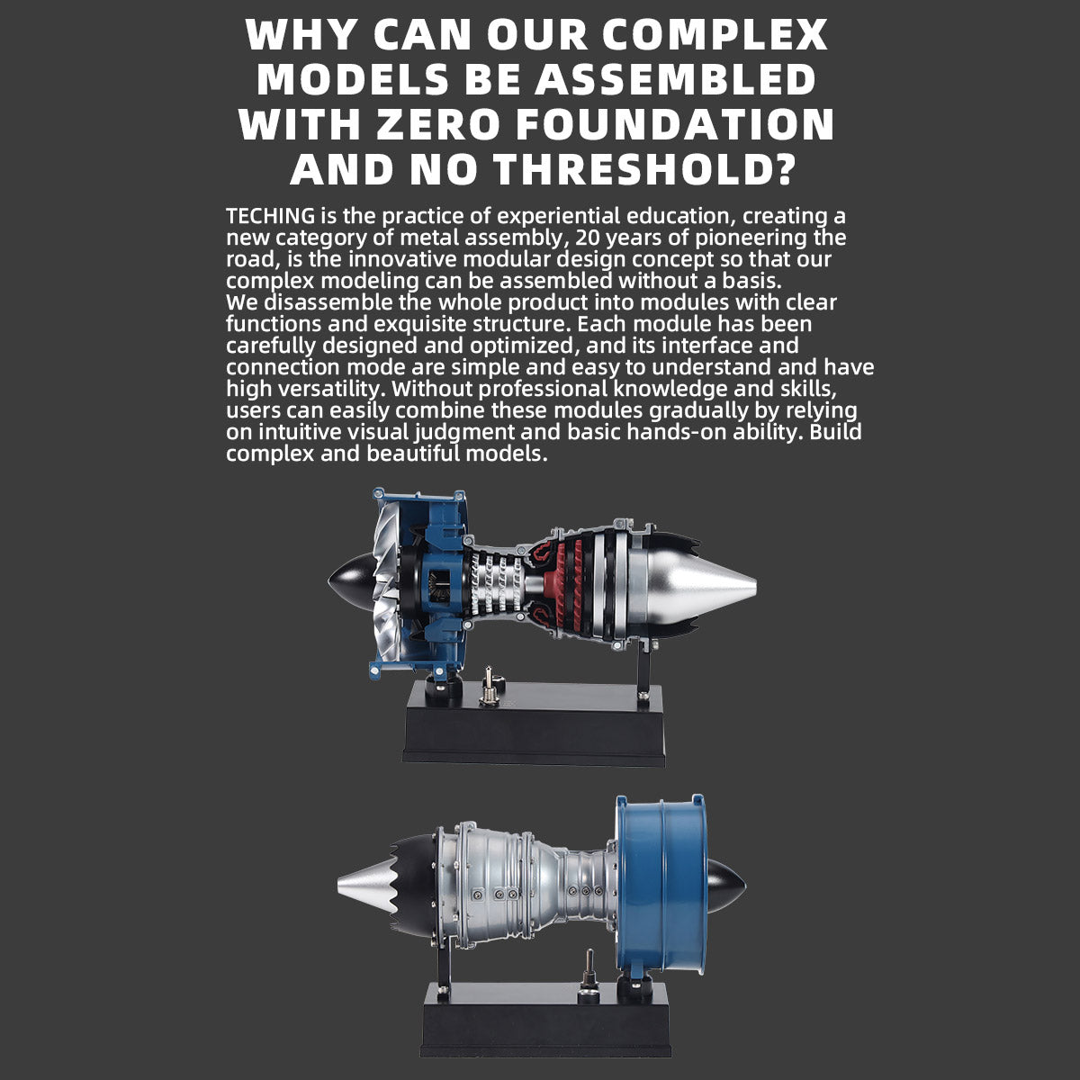 TECHING DM122 Build Your Own Mini Cutaway Turbofan Engine Model Kit – Functional STEM Gift for Future Engineers - stirlingkit