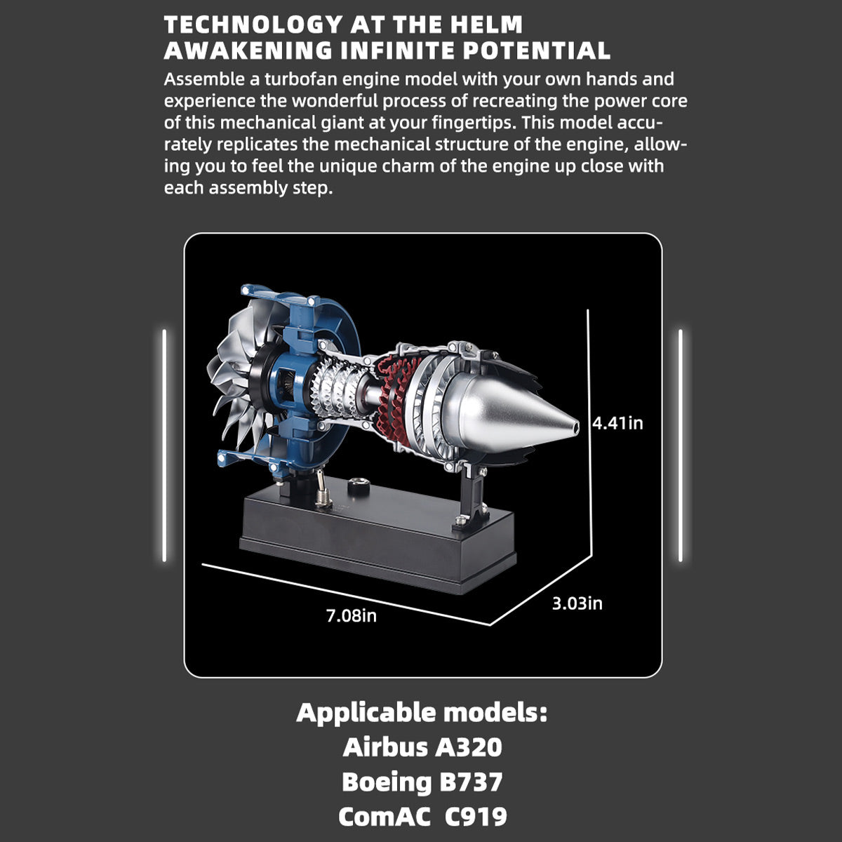 TECHING DM122 Build Your Own Mini Cutaway Turbofan Engine Model Kit – Functional STEM Gift for Future Engineers - stirlingkit