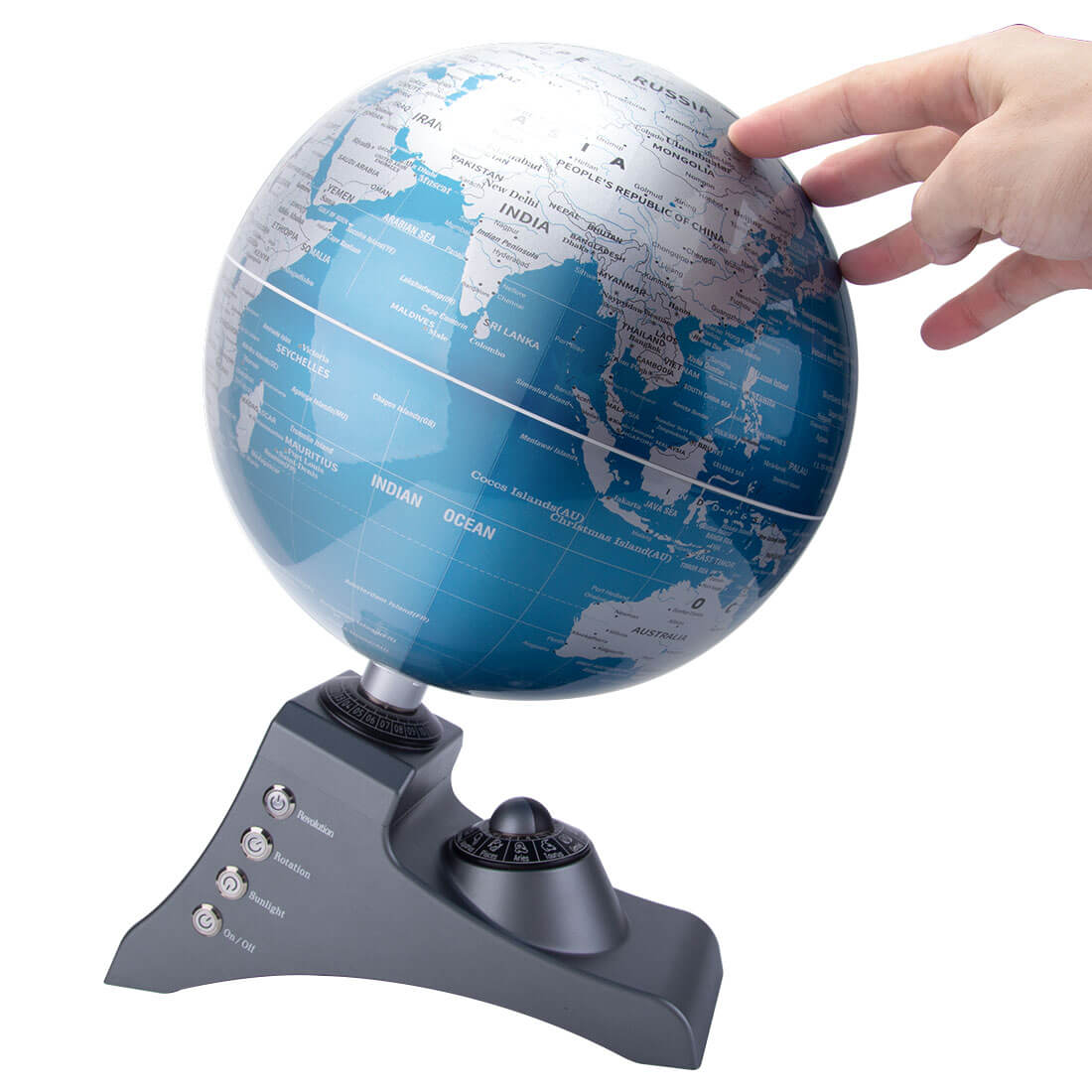 Teching Multifunctional Auto-Spinning Illuminated World Globe for Kids with Stand - stirlingkit
