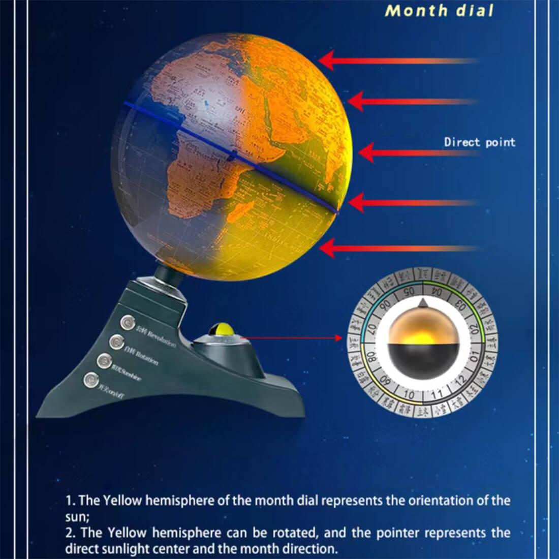 Teching Multifunctional Auto-Spinning Illuminated World Globe for Kids with Stand - stirlingkit