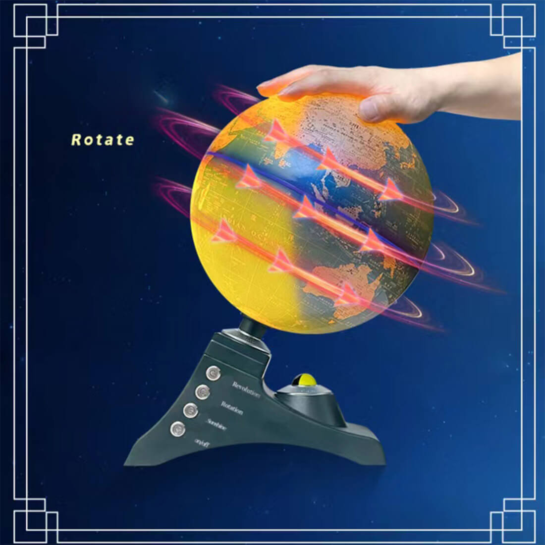 Teching Multifunctional Auto-Spinning Illuminated World Globe for Kids with Stand - stirlingkit