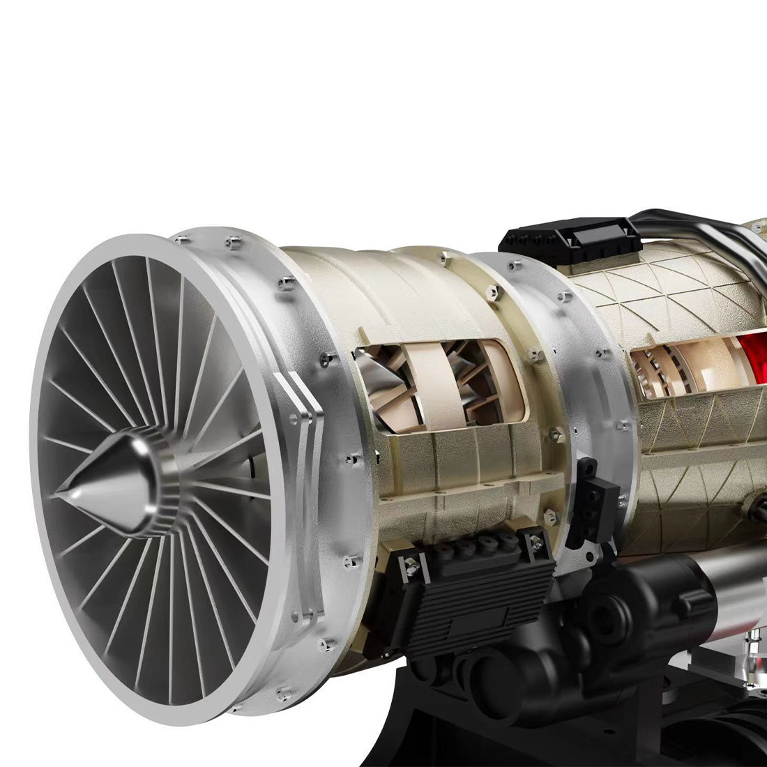 TECHING DM135 1/10 Turbofan Engine Model Kit that Works F35 Military Fighter Jet Engine Kits 600+PCS - stirlingkit