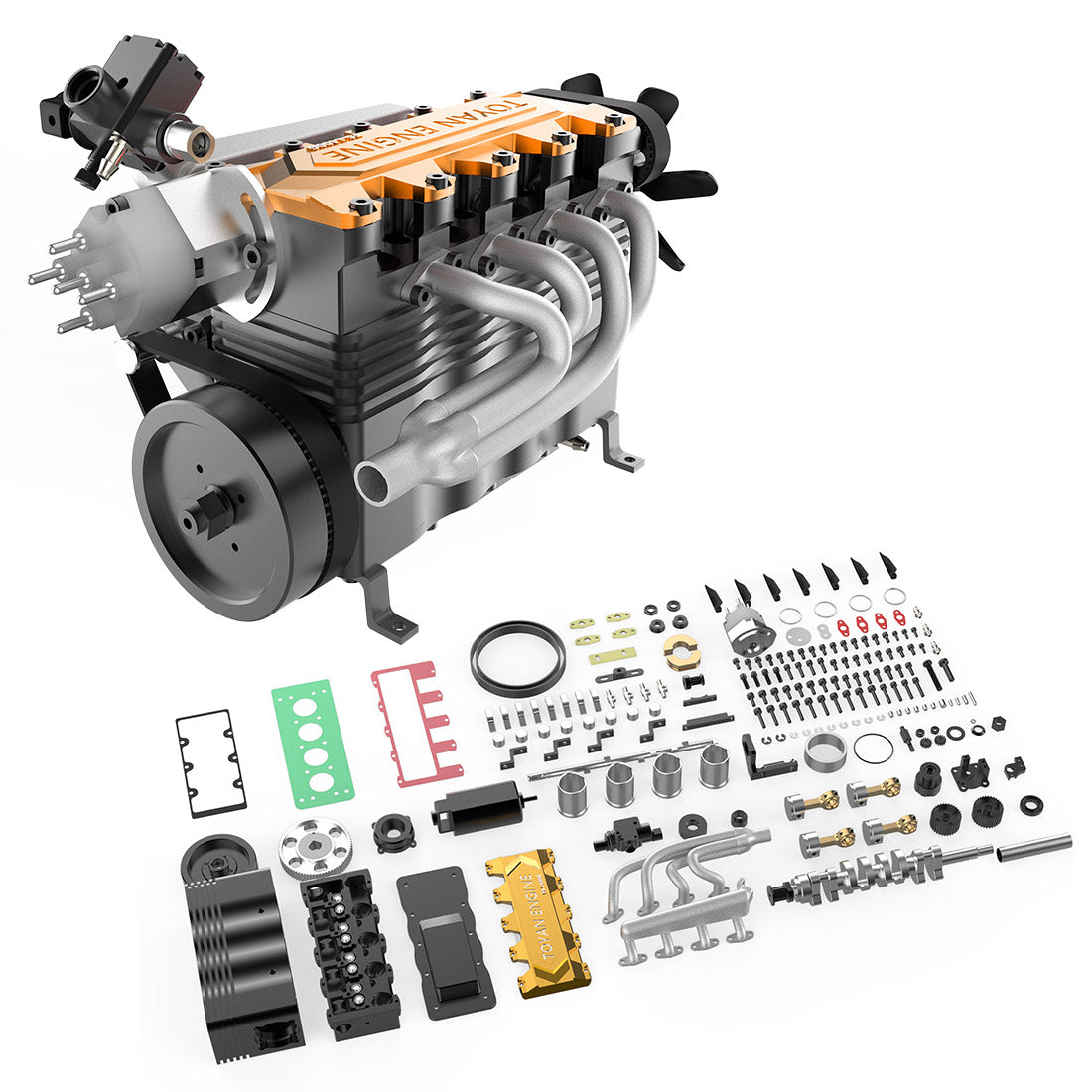 TOYAN FS-L400 14cc Inline 4 Cylinder 4 Stroke Water-cooled Assembly Engine Model For RC Model Car Ship Airplane - stirlingkit