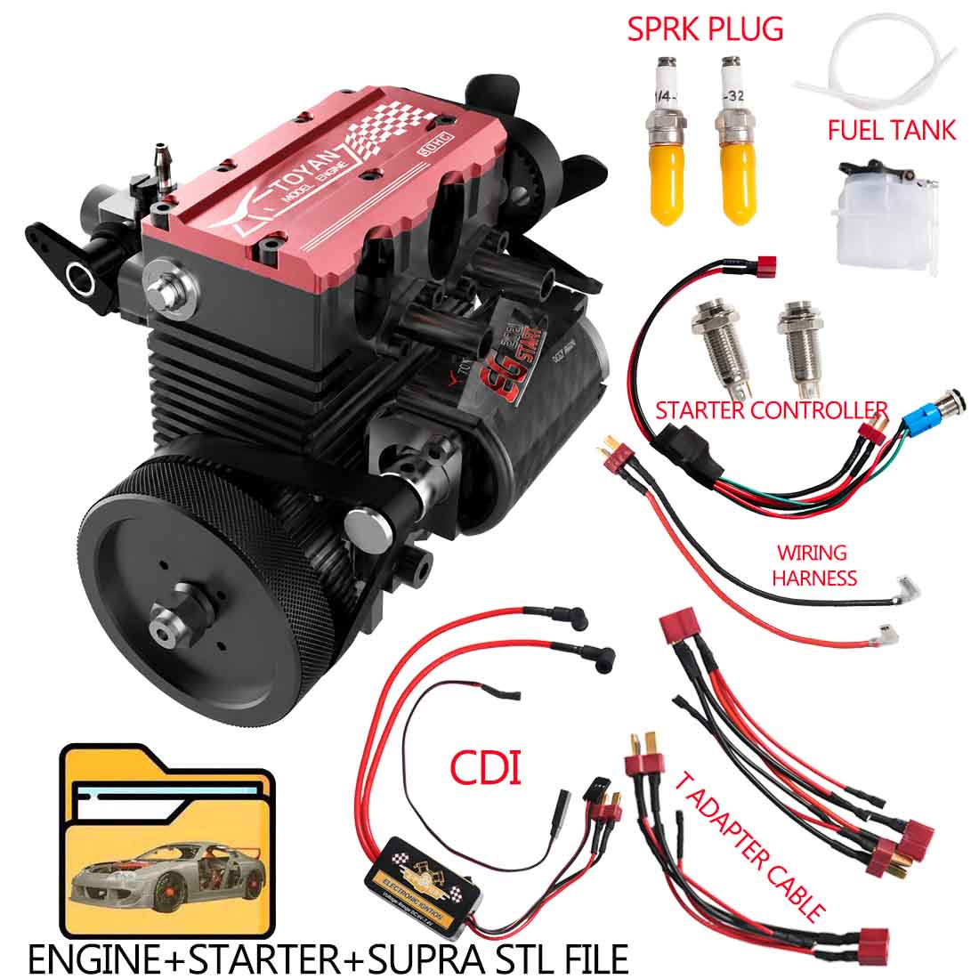 SEMTO ENGINE ST-NF2 DIY Bauen Sie einen lauffähigen Nitro-4-Takt-2-Zylinder-Motorbausatz - FS-L200AC 