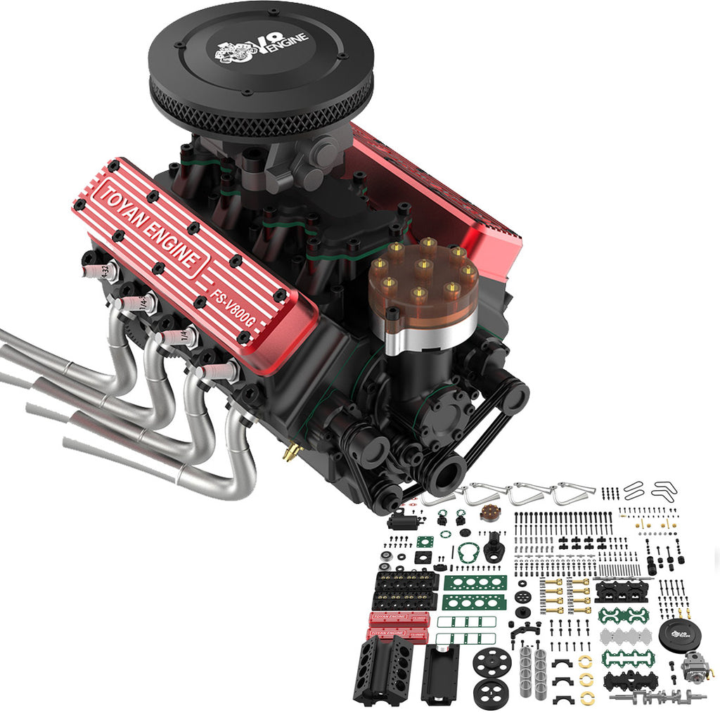 TOYAN FS-V800WGPC 1/10 Mini V8 Engine Model Building kits Run on Gas 28cc - stirlingkit