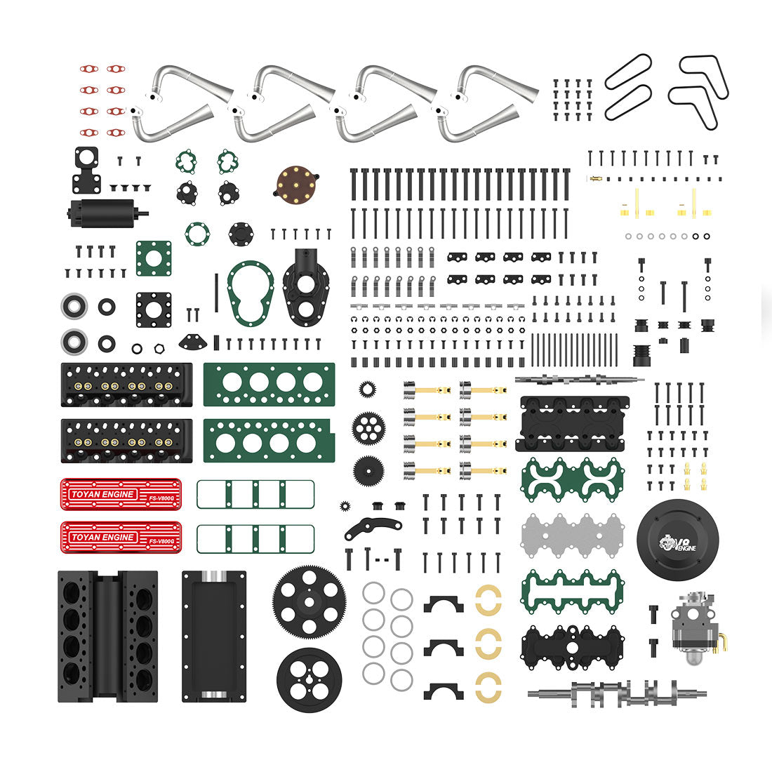 TOYAN FS-V800WGPC 1/10 Mini V8 Engine Model Building kits Run on Gas 28cc - stirlingkit