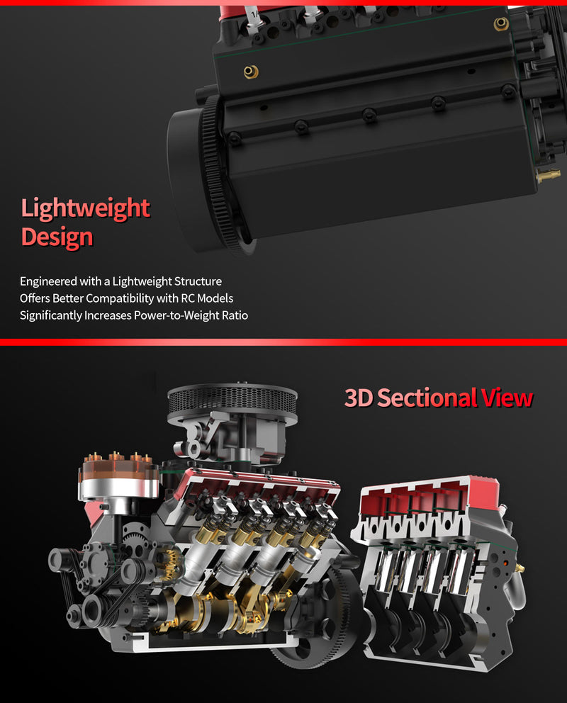 TOYAN FS-V800WGPC 1/10 Mini V8 Engine Model Building kits Run on Gas ...