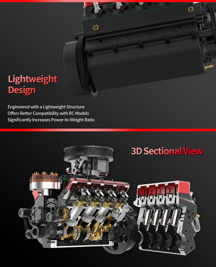 TOYAN FS-V800WGPC 1/10 Mini V8 Engine Model Building kits Run on Gas 28cc - stirlingkit