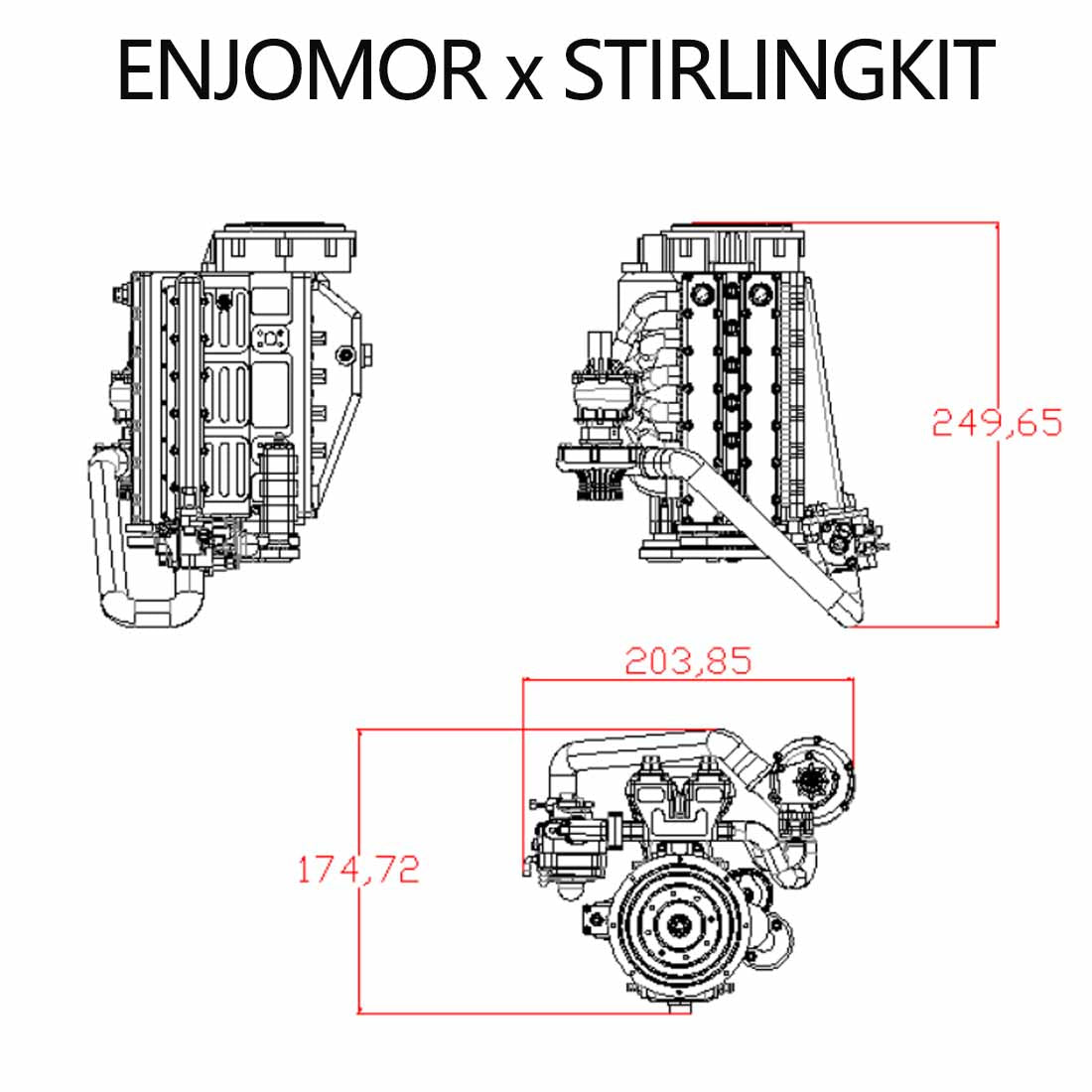 Turbocharger for Enjomor L6 28cc Inline-6 Engine Model GS-L6 - stirlingkit