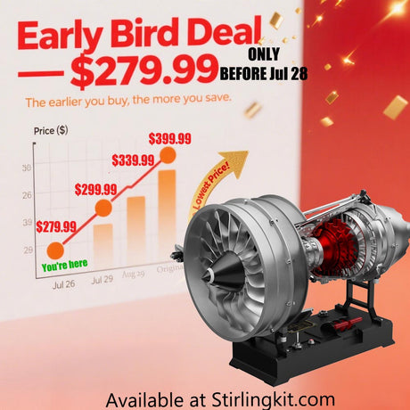 TECHING 1/12 Scale Dual Spool Cutaway Turbofan Engine Model Kits Build your Own Jet Engine Kit That Runs 300+pcs DM121 - stirlingkit