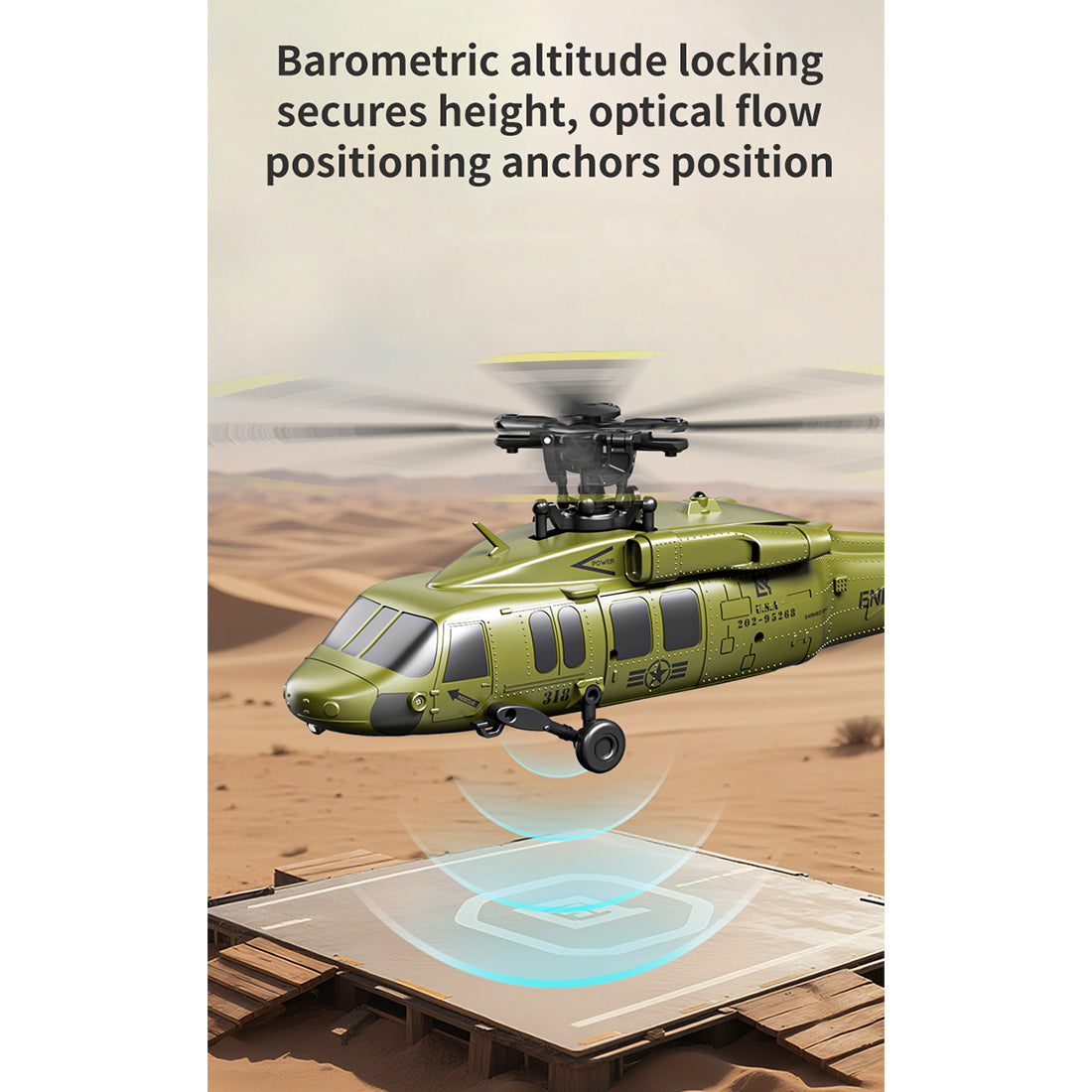 UH-60 2.4G 5CH Flybarless Scale Stunt RC Helicopter Model RTF Optical Flow - stirlingkit