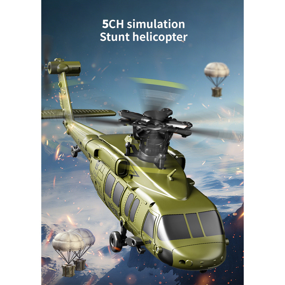 UH-60 2.4G 5CH Flybarless Scale Stunt RC Helicopter Model RTF Optical Flow - stirlingkit