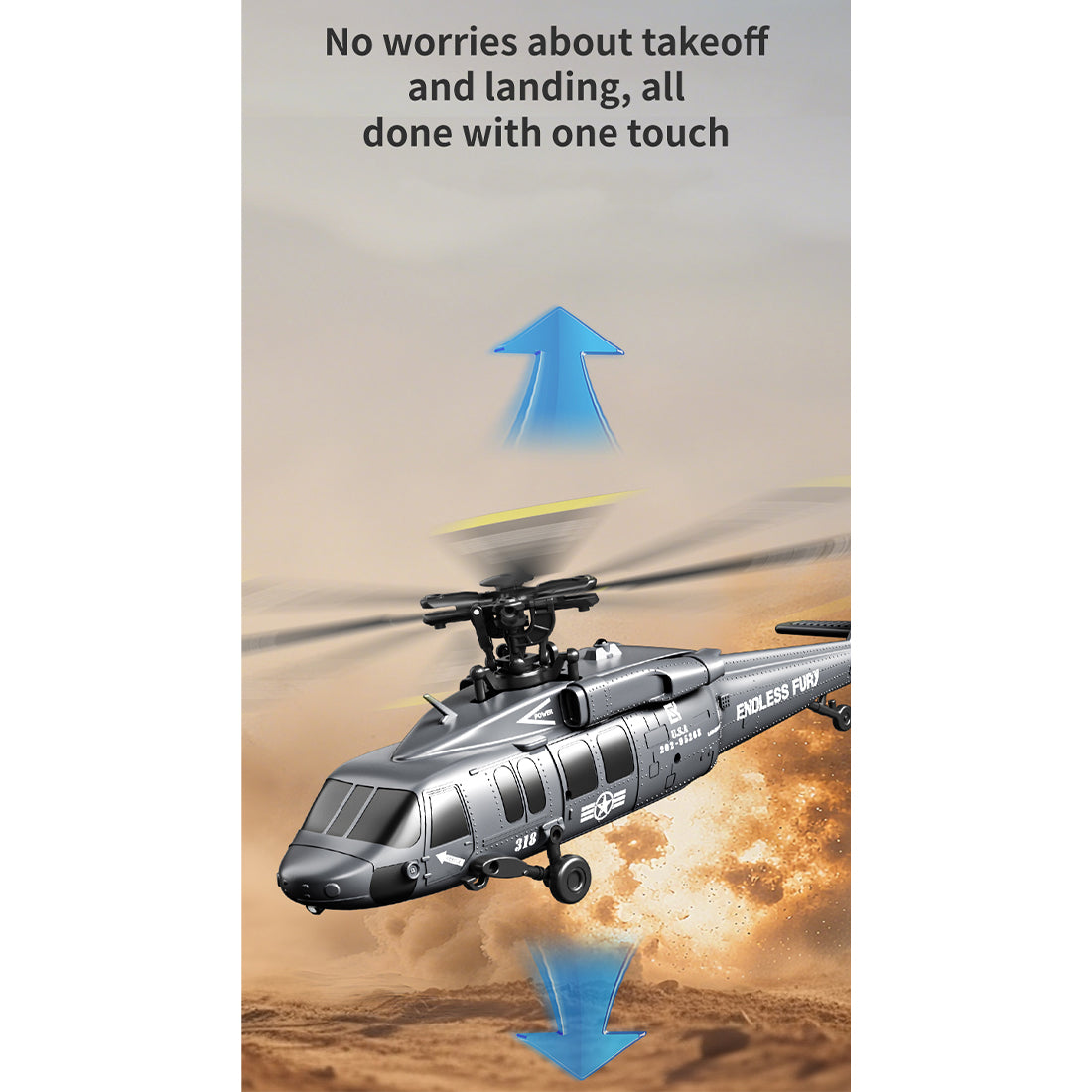 UH-60 2.4G 5CH Flybarless Scale Stunt RC Helicopter Model RTF Optical Flow - stirlingkit