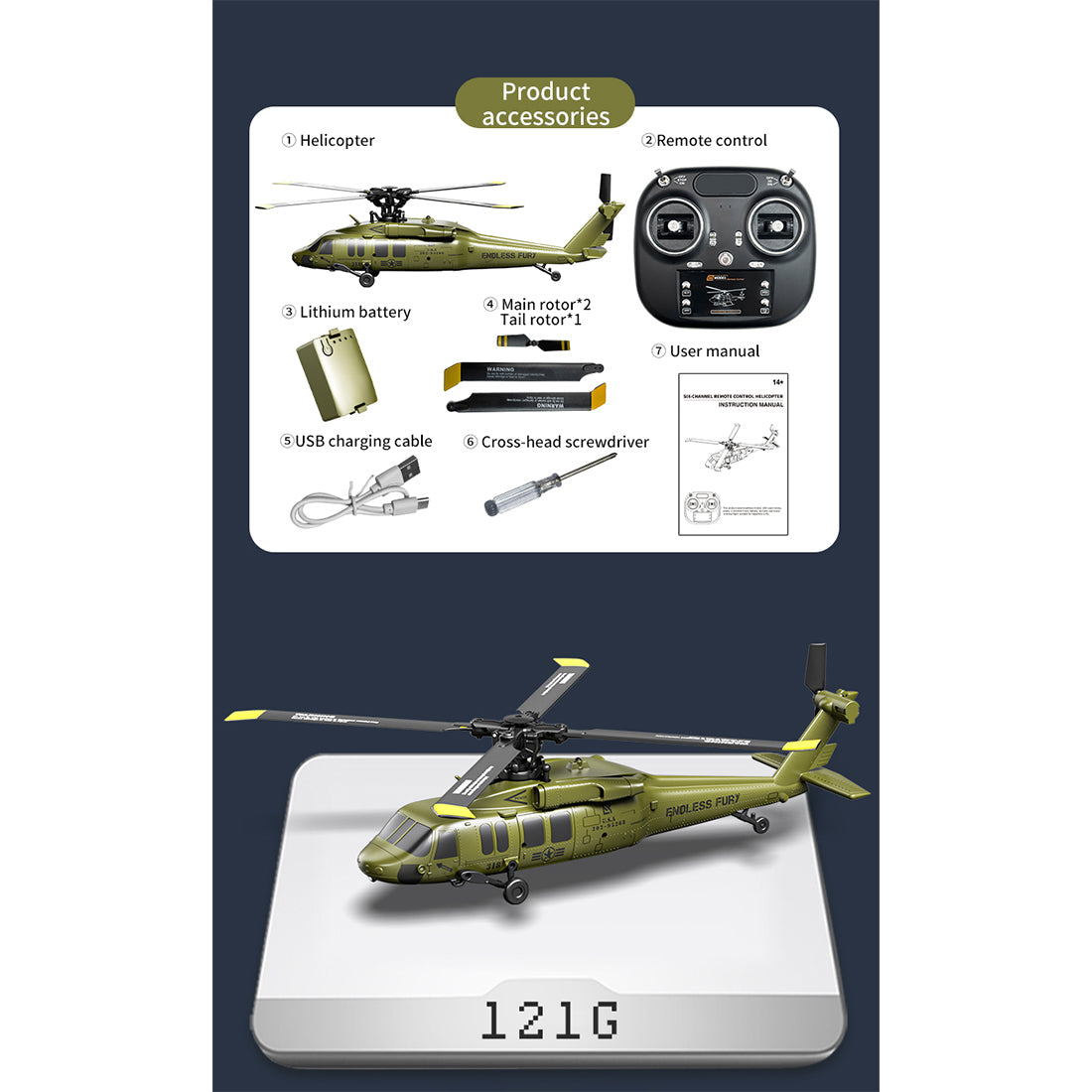 UH-60 2.4G 5CH Flybarless Scale Stunt RC Helicopter Model RTF Optical Flow - stirlingkit