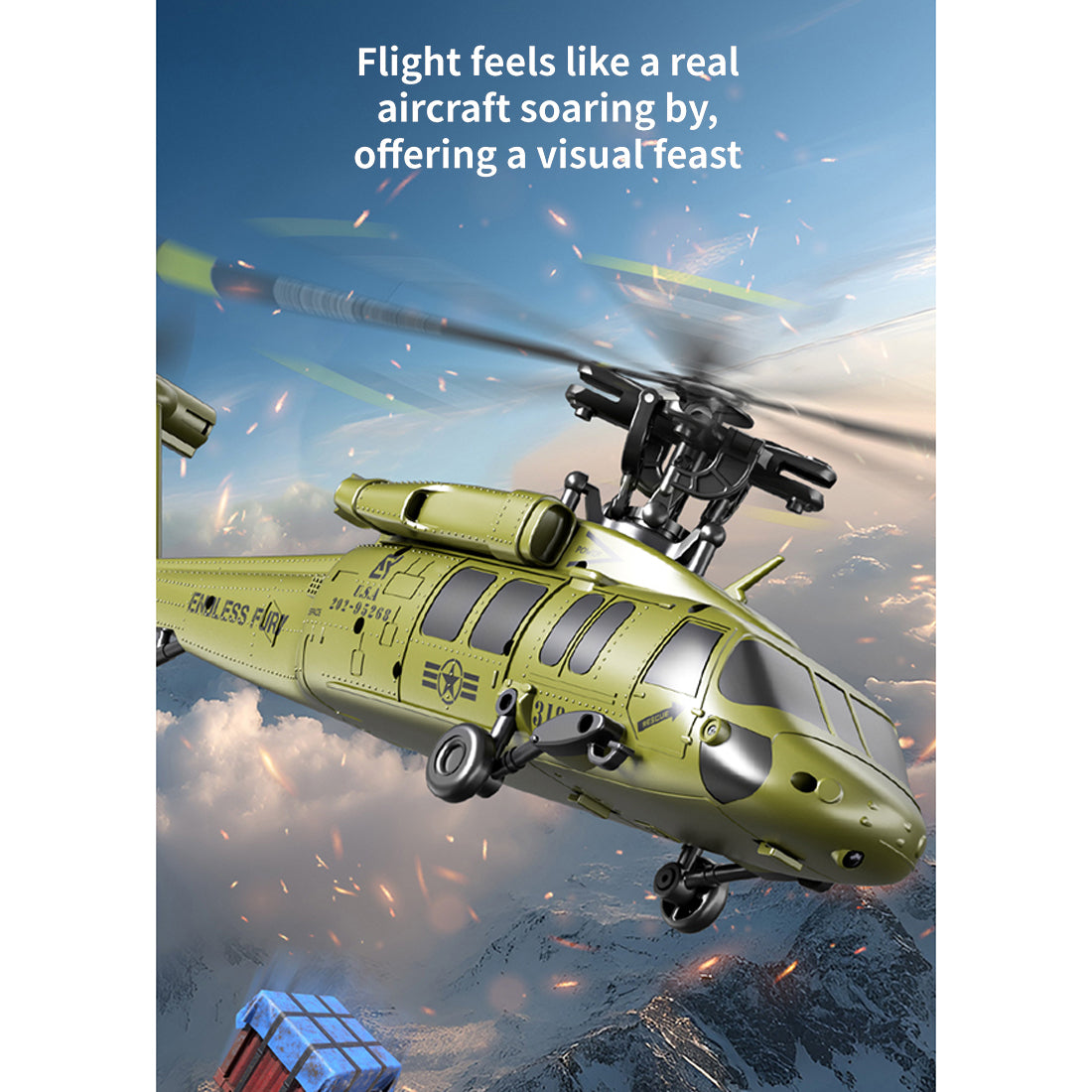 UH-60 2.4G 5CH Flybarless Scale Stunt RC Helicopter Model RTF Optical Flow - stirlingkit