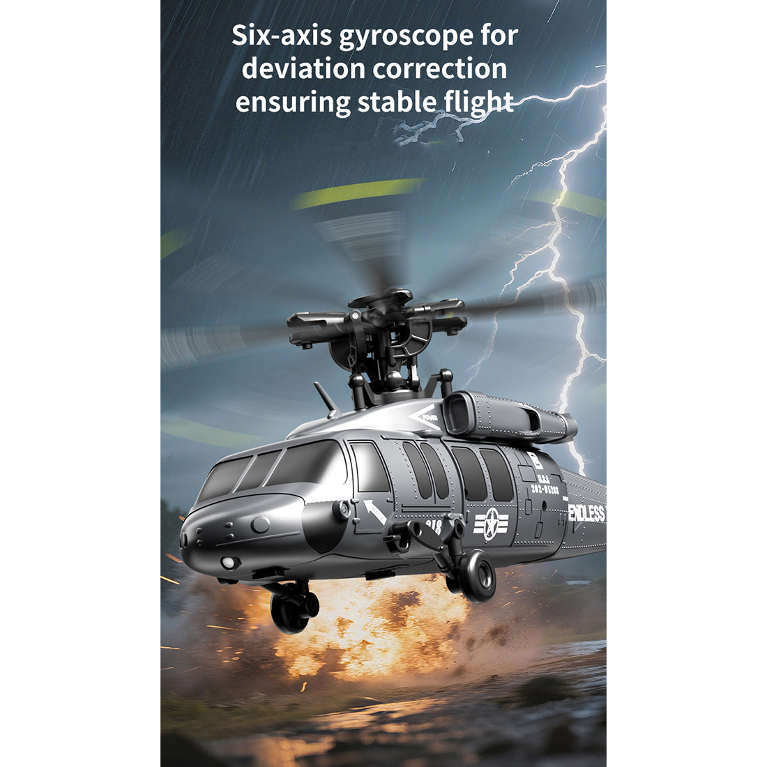 UH-60 2.4G 5CH Flybarless Scale Stunt RC Helicopter Model RTF Optical Flow - stirlingkit