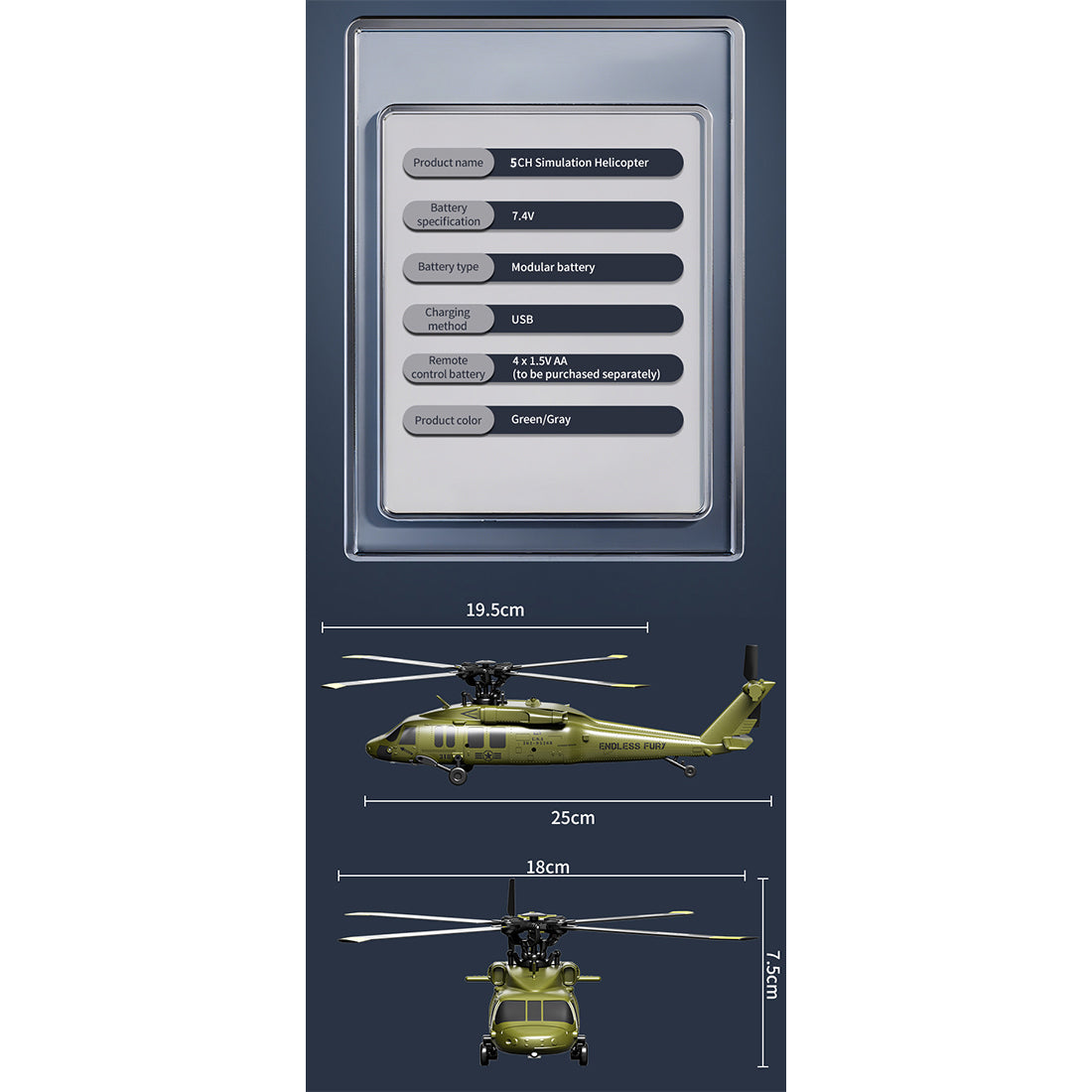 UH-60 2.4G 5CH Flybarless Scale Stunt RC Helicopter Model RTF Optical Flow - stirlingkit