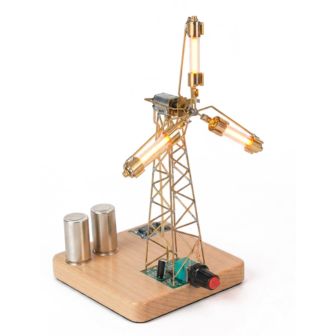 Build Your Own Windmill Desk Lamp DIY Kits Circuit Sculpture Model - stirlingkit