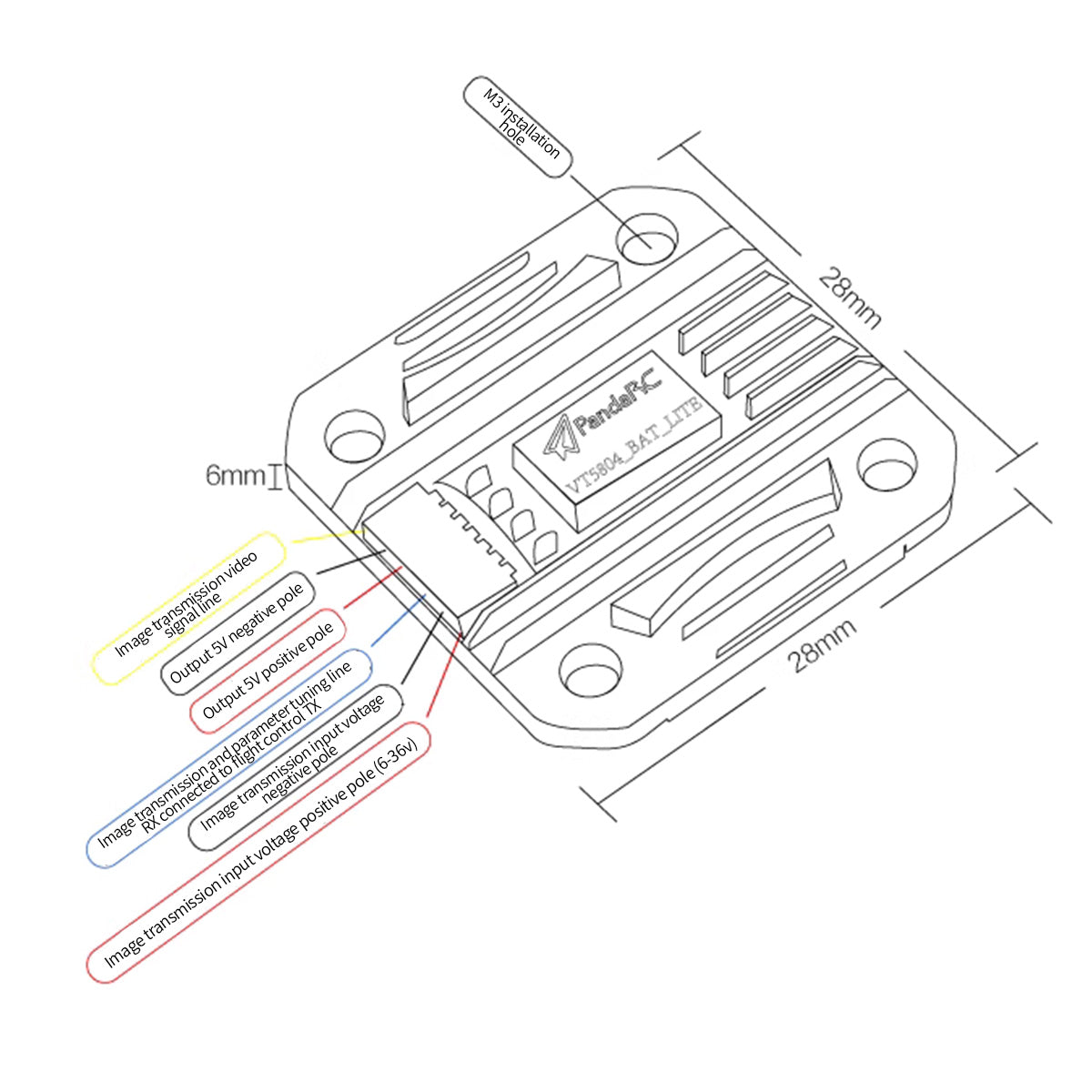 VT5804-BAT Lite 5.8G Audio Video Transmitter Module for HEEWING T1 T2 VTOL Fixed-Wing Aircraft - stirlingkit