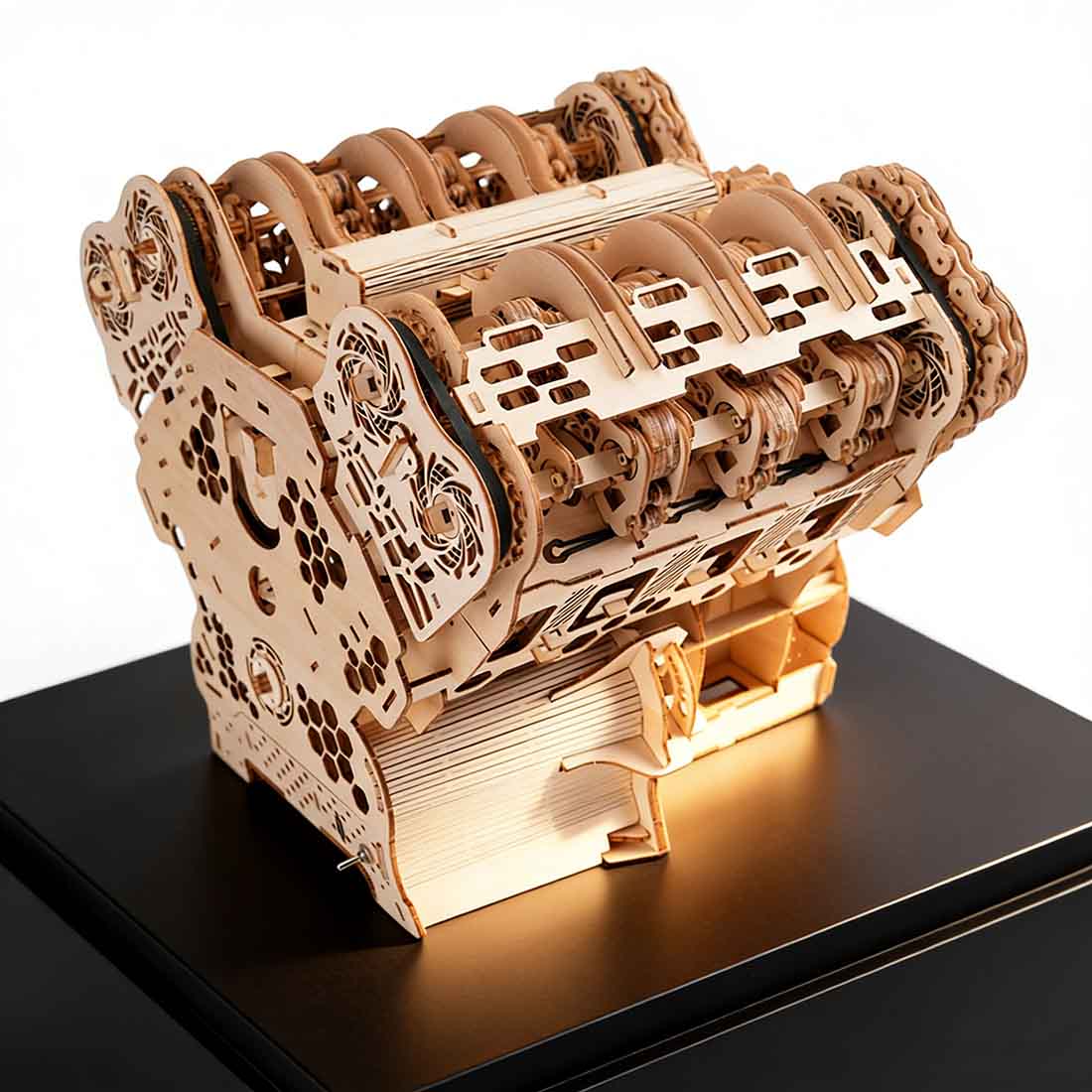 W12 Engine Model Kits That Runs 1400+PCS Iconic 3D Wooden Mechanical Car Engine Model - stirlingkit