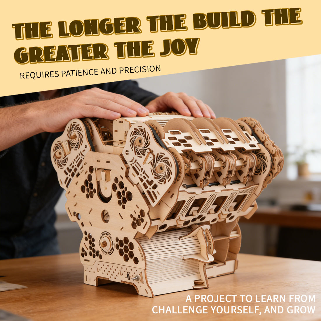 W12 Engine Model Kits That Runs 1400+PCS Iconic 3D Wooden Mechanical Car Engine Model - stirlingkit