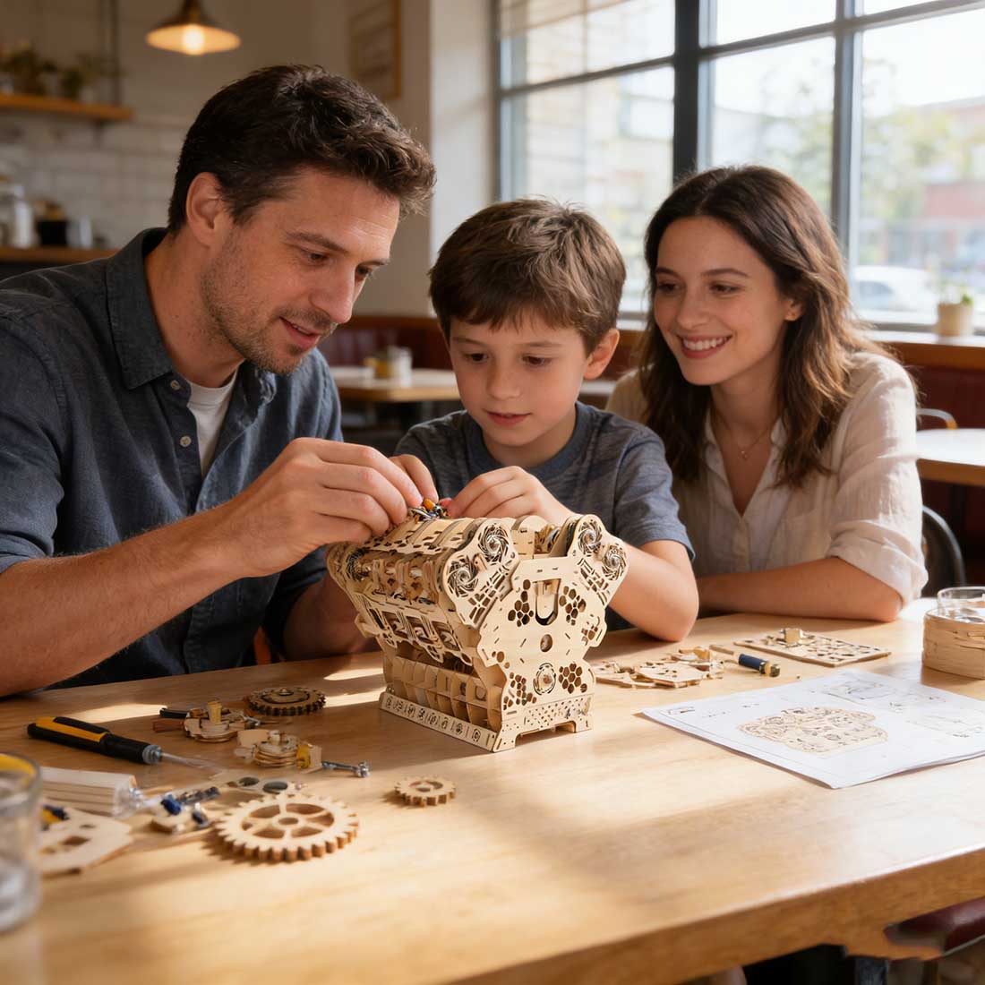 W12 Engine Model Kits That Runs 1400+PCS Iconic 3D Wooden Mechanical Car Engine Model - stirlingkit