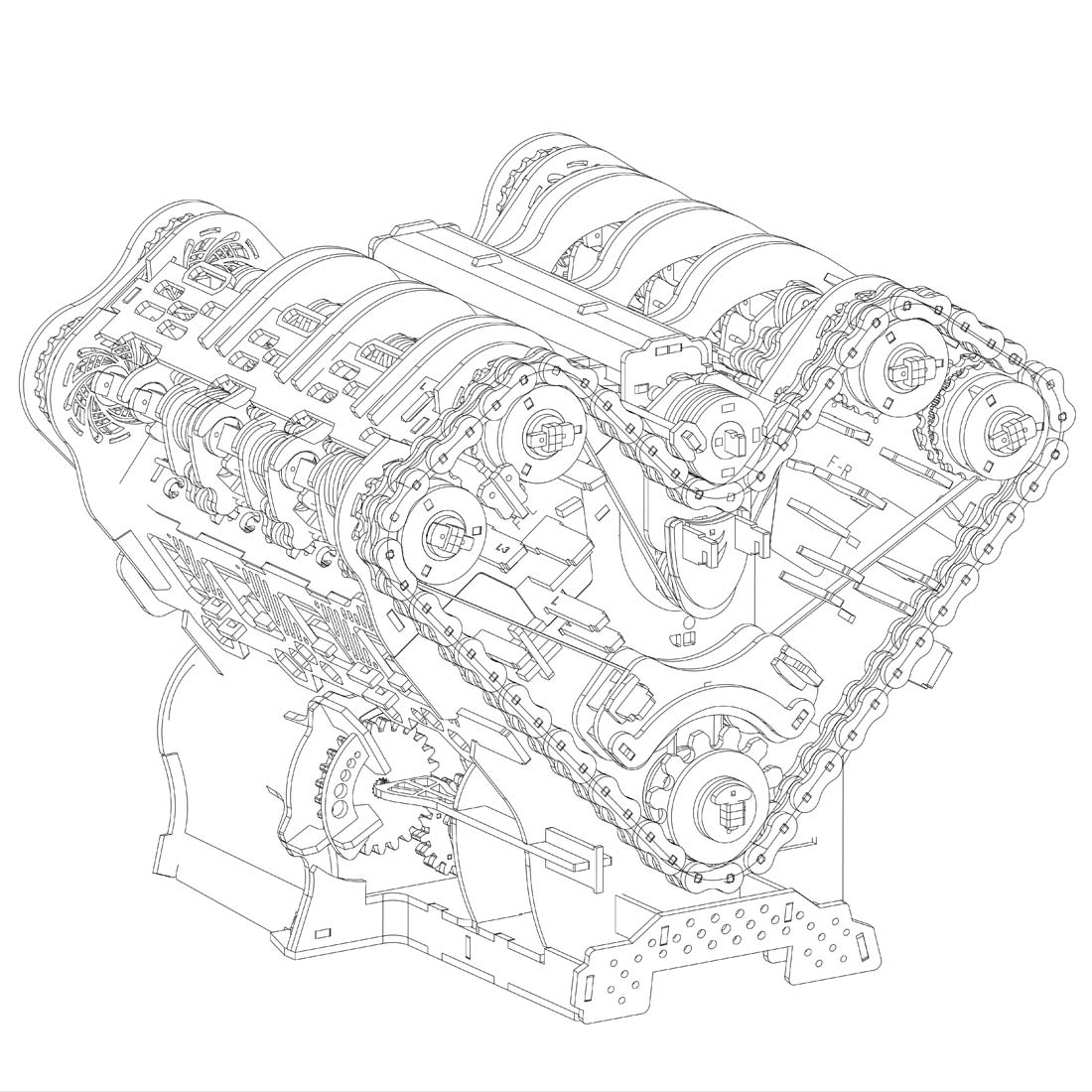 W12 Engine Model Kits That Runs 1400+PCS Iconic 3D Wooden Mechanical Car Engine Model - stirlingkit