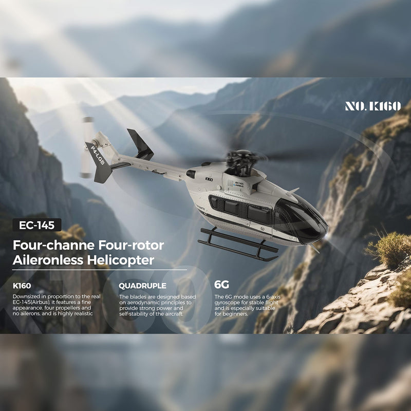 WL-K160 EC-145 160-Class 2.4G 4CH Scale Rescue RC Helicopter Model RTF Beginner Plane Under $100