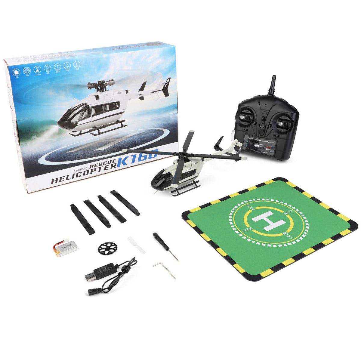 WL-K160 EC-145 160-Class 2.4G 4CH Scale Rescue RC Helicopter Model RTF Beginner Plane Under $100 - stirlingkit