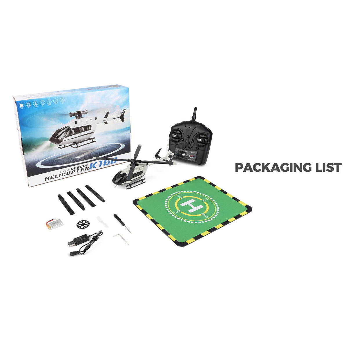 WL-K160 EC-145 160-Class 2.4G 4CH Scale Rescue RC Helicopter Model RTF Beginner Plane Under $100 - stirlingkit