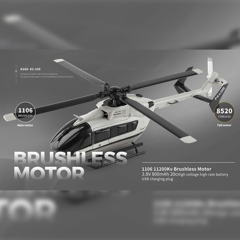 WL-K160 EC-145 160-Class 2.4G 4CH Scale Rescue RC Helicopter Model RTF Beginner Plane Under $100