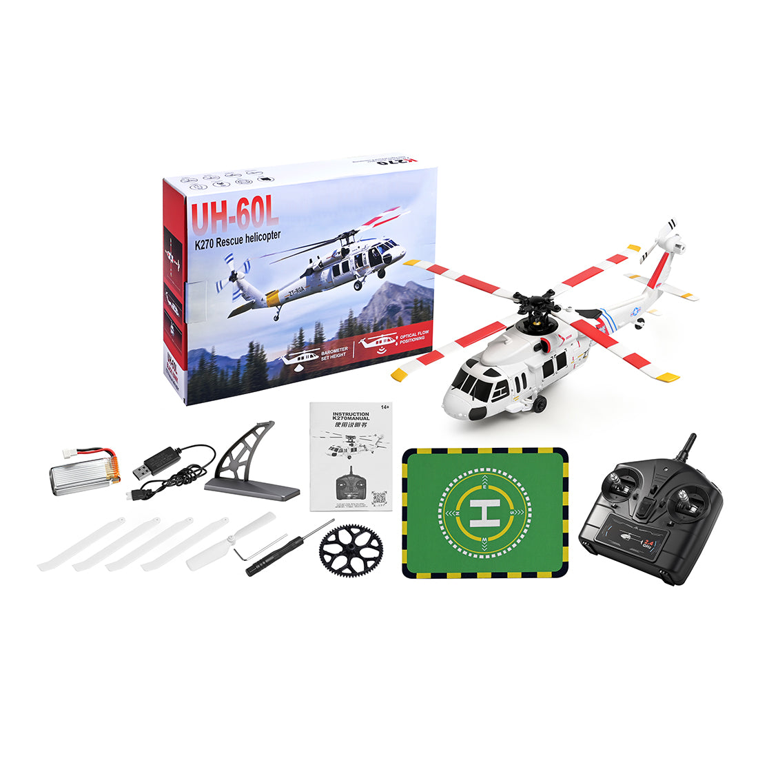 WL K270 UH-60L 2.4G 4CH 170-Class RC Helicopter RTF 4-Rotor Flybarless Optical Flow - stirlingkit