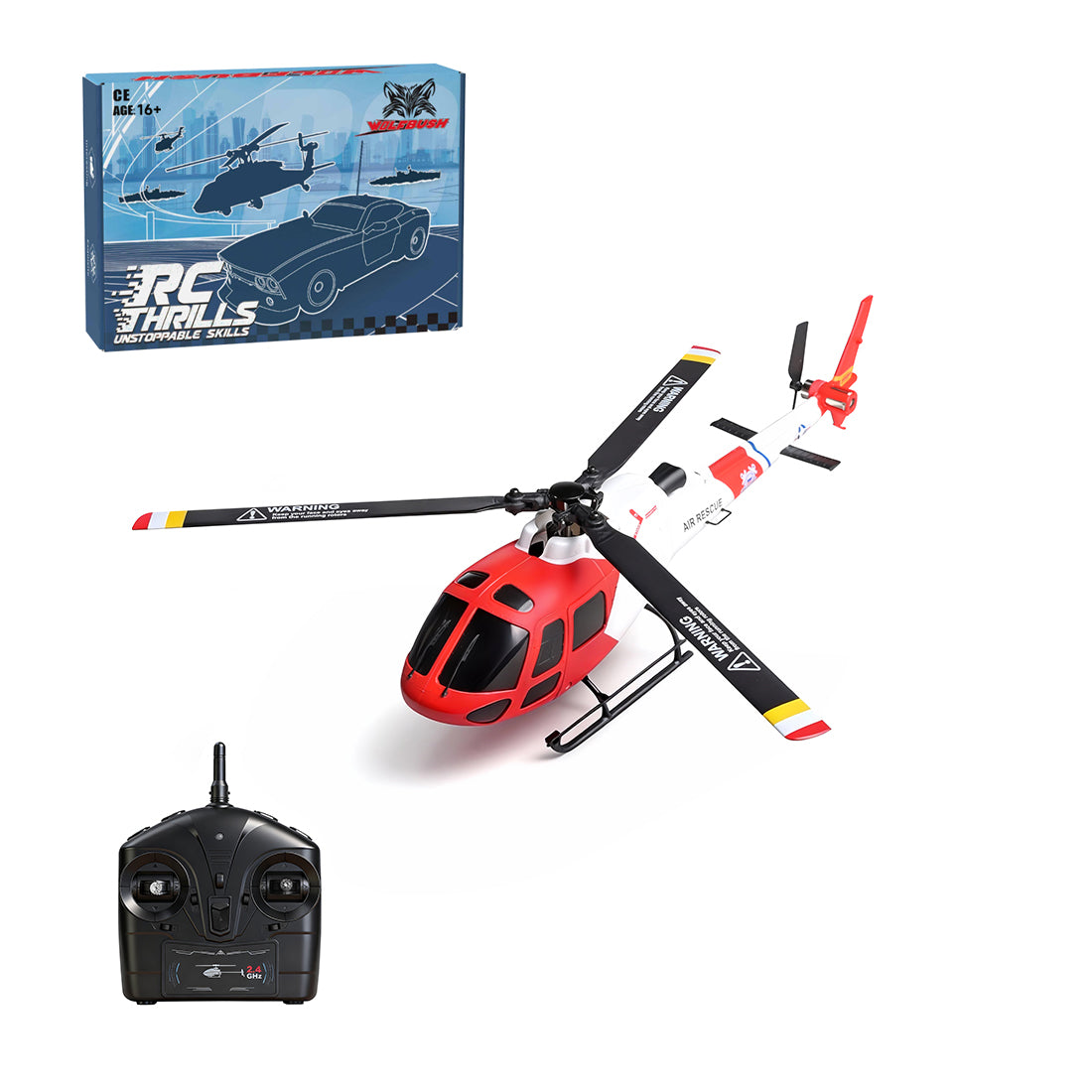 WLToys AS350 2.4G 4CH RTF Micro RC Helicopter Model Optical Flow K150 Air Rescue - stirlingkit