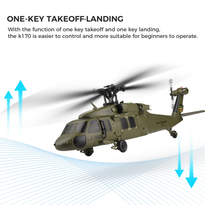 WLTOYS XK 170 Blackhawk UH-60L RC Helicopter With Landing Pad and Display Stand K170 - stirlingkit