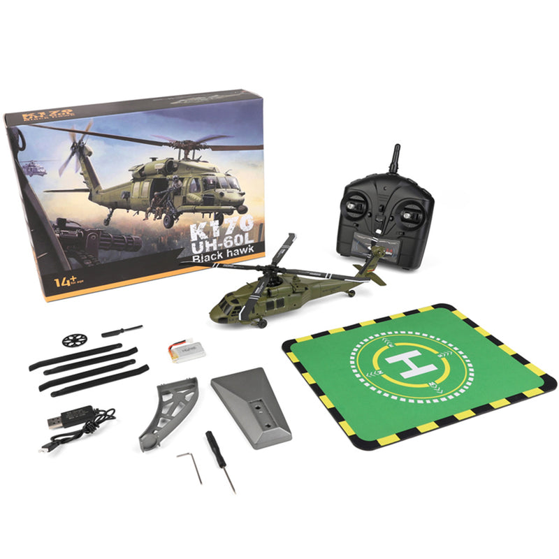 WLTOYS XK 170 Blackhawk UH-60L RC Helicopter With Landing Pad and Display Stand K170 - stirlingkit