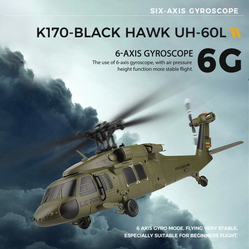 WLTOYS XK 170 Blackhawk UH-60L RC Helicopter With Landing Pad and Display Stand K170 - stirlingkit