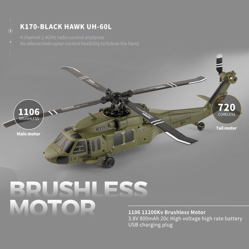 WLTOYS XK 170 Blackhawk UH-60L RC Helicopter With Landing Pad and Display Stand K170 - stirlingkit