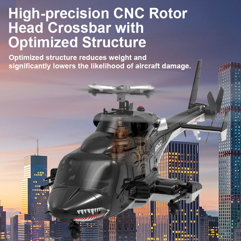 WOLFBUSH AW-911 Airwolf 1/34 Scale RC Helicopter Smart GPS 2.4G 9CH 6G/3D Stunt RC Airplane - stirlingkit