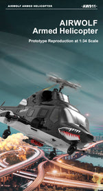 WOLFBUSH AW-911 Airwolf 1/34 Scale RC Helicopter Smart GPS 2.4G 9CH 6G/3D Stunt RC Airplane - stirlingkit